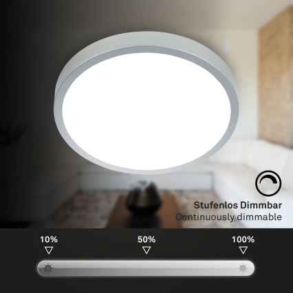 Briloner 3709-014 - LED RGBW Zatemnitvena stropna svetilka LED/22W/230V 4000K pr. 38 cm srebrna + Daljinski upravljalnik