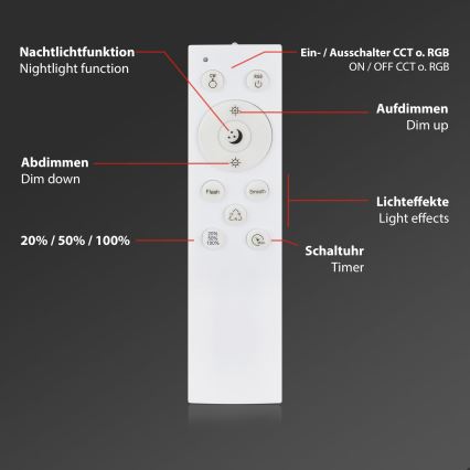 Briloner 3709-014 - LED RGBW Zatemnitvena stropna svetilka LED/22W/230V 4000K pr. 38 cm srebrna + Daljinski upravljalnik