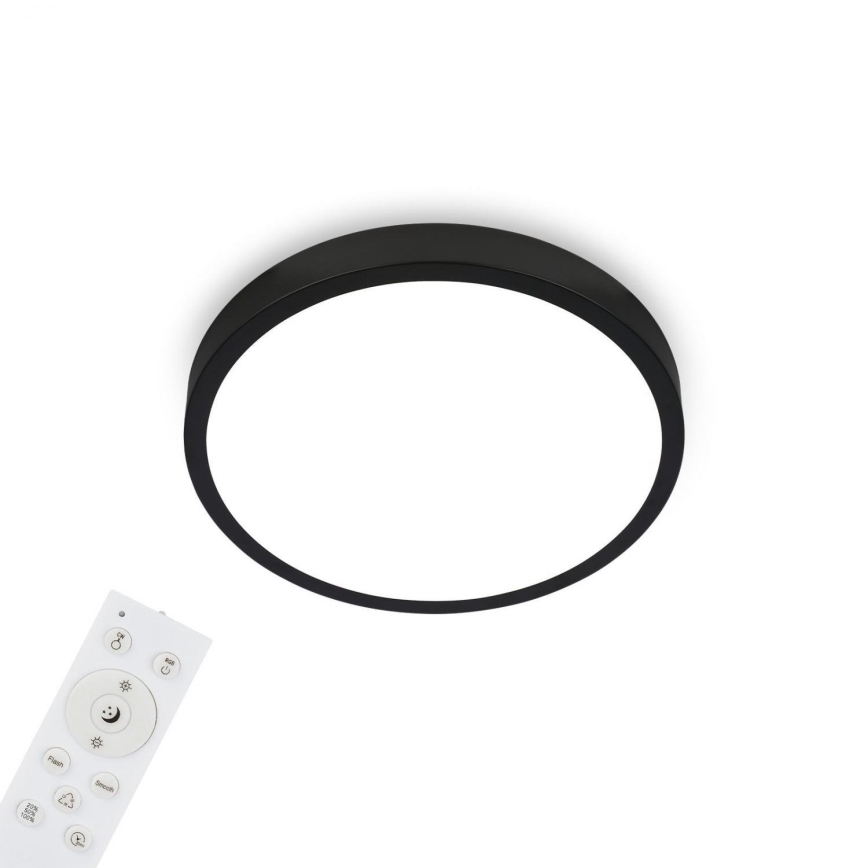 Briloner 3709-015 - LED RGBW Zatemnitvena stropna svetilka LED/22W/230V 4000K pr. 38 cm črna + Daljinski upravljalnik