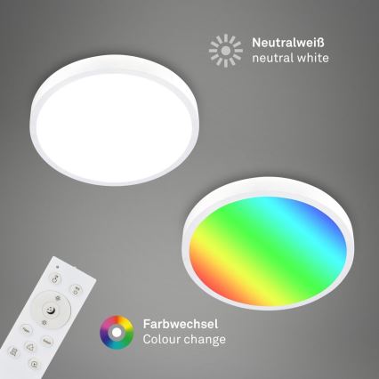 Briloner 3709-016 - LED RGBW Zatemnitvena stropna svetilka LED/22W/230V 4000K pr. 38 cm bela + Daljinski upravljalnik