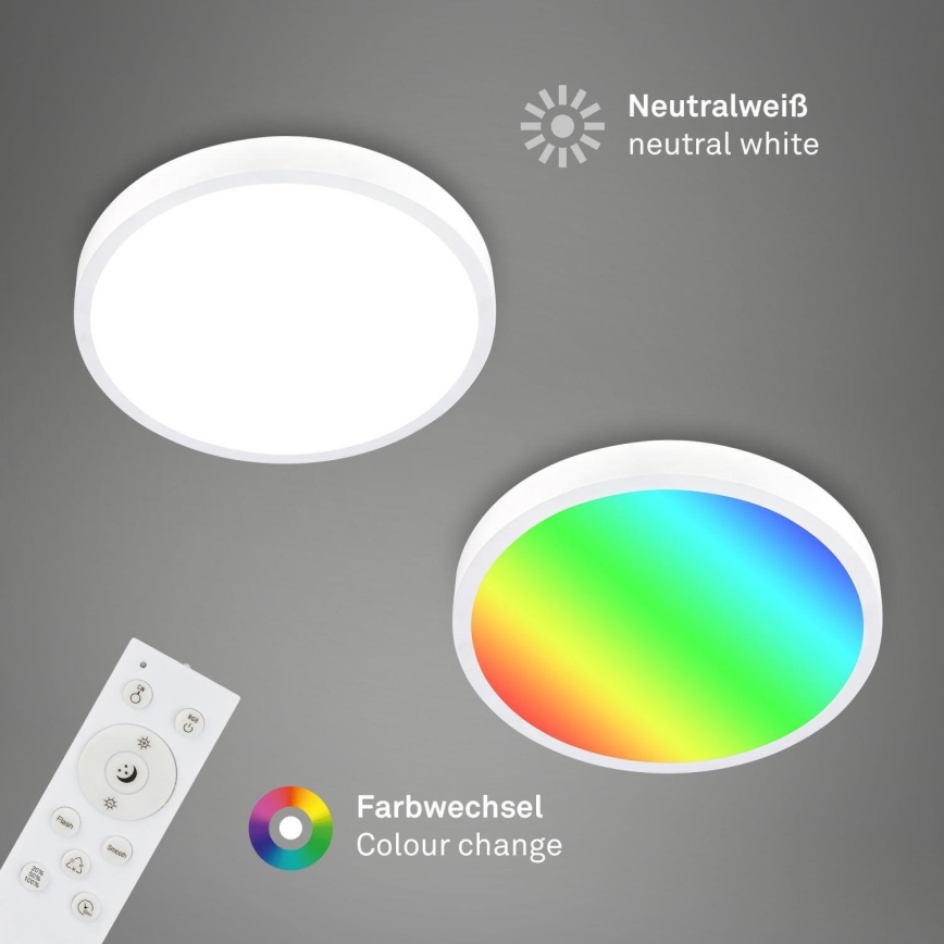 Briloner 3709-016 - LED RGBW Zatemnitvena stropna svetilka LED/22W/230V 4000K pr. 38 cm bela + Daljinski upravljalnik