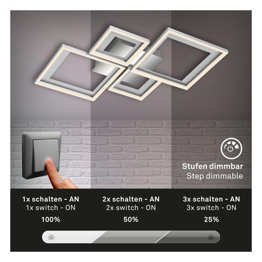 Briloner 3727-019 - LED Zatemnitvena stropna svetilka FRAME LED/38W/230V