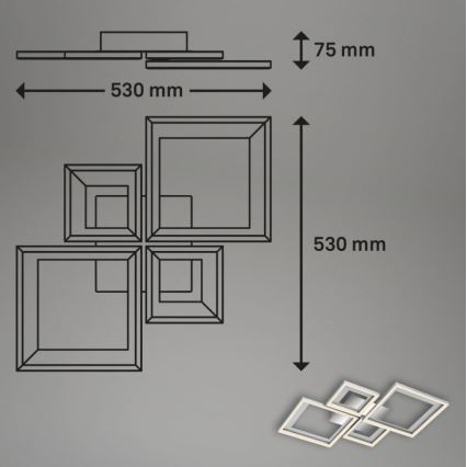 Briloner 3727-019 - LED Zatemnitvena stropna svetilka FRAME LED/38W/230V