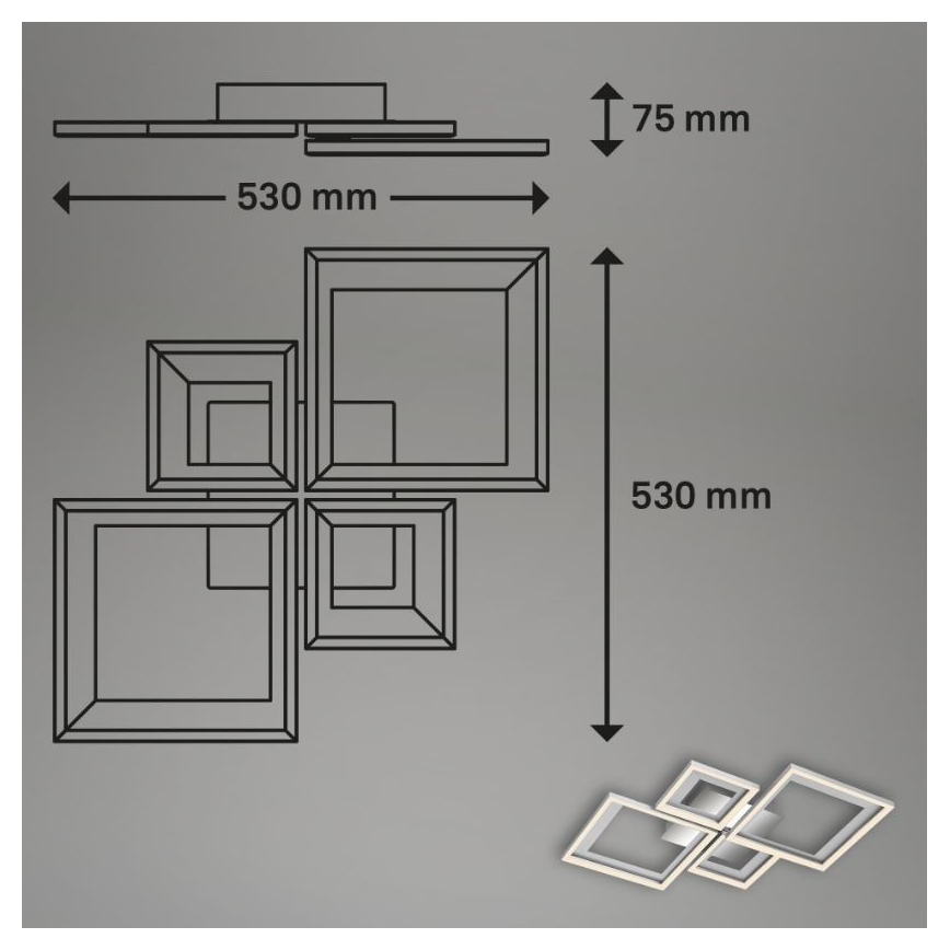 Briloner 3727-019 - LED Zatemnitvena stropna svetilka FRAME LED/38W/230V