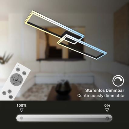 Briloner 3761015 - Stropna LED svetilka z zatemnjevanjem LED/45W/230V 2700-6500K črna + daljinski upravljalnik