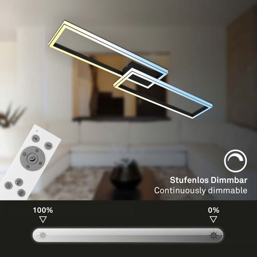 Briloner 3761015 - Stropna LED svetilka z zatemnjevanjem LED/45W/230V 2700-6500K črna + daljinski upravljalnik