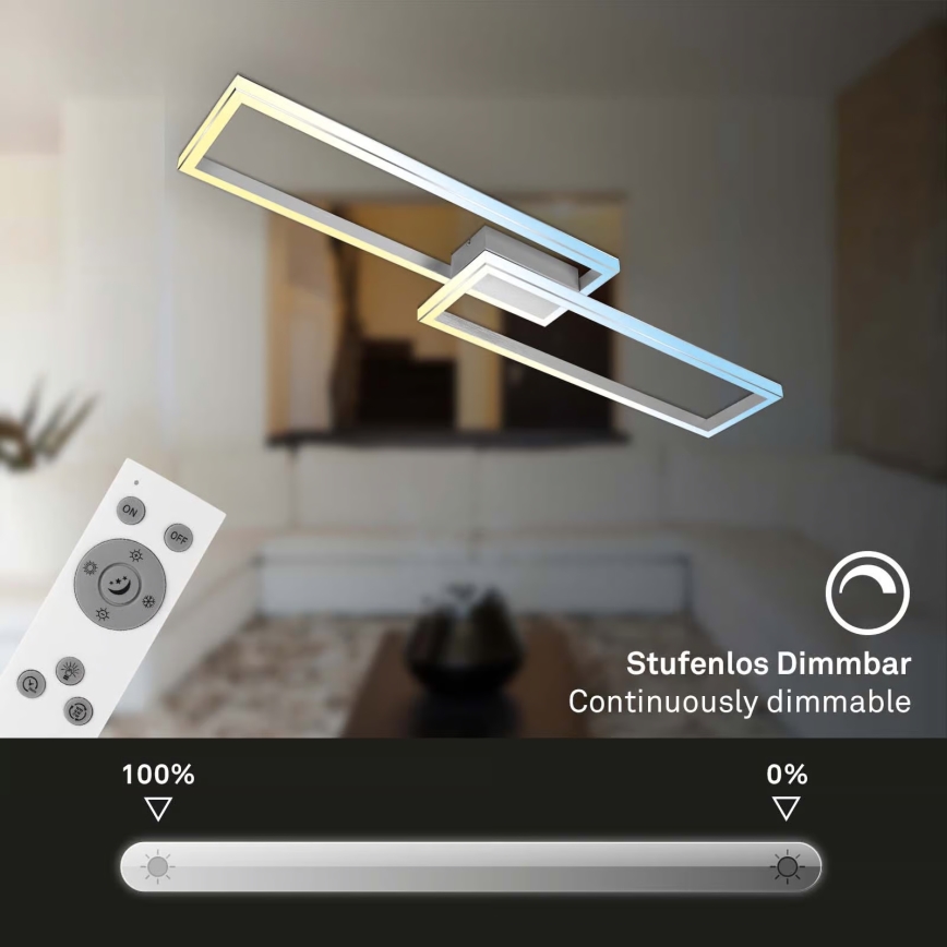 Briloner 3761019 - Zatemnjevalna stropna LED svetilka LED/45W/230V 2700-6500K matiran krom + daljinski upravljalnik