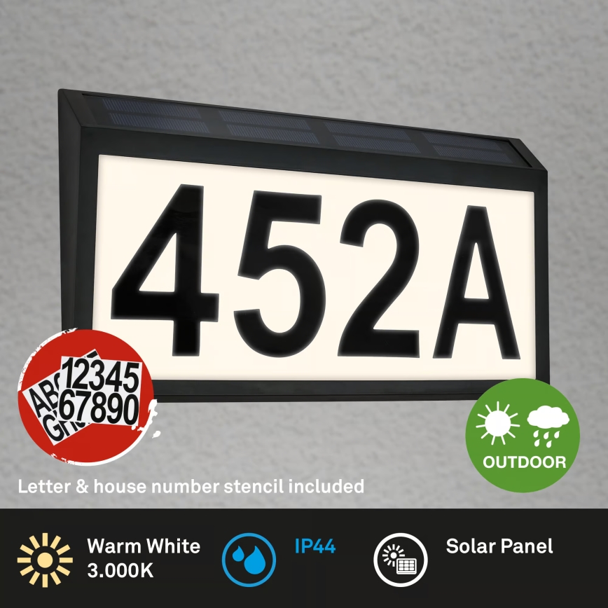 Briloner 3797015 - Sončna LED hišna številka LED/0,5W/1,2V 1200 mAh IP44