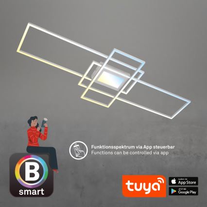 Briloner 3812019 - LED zatemnjevalna stropna svetilka RAM LED/56W/230V Wi-Fi Tuya 111x42 cm + daljinski upravljalnik