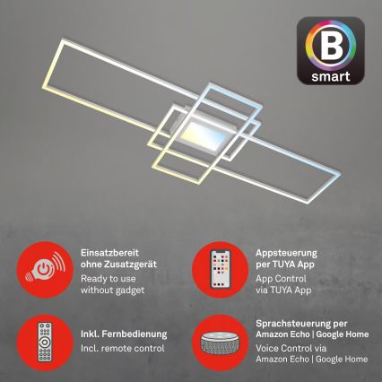 Briloner 3812019 - LED zatemnjevalna stropna svetilka RAM LED/56W/230V Wi-Fi Tuya 111x42 cm + daljinski upravljalnik