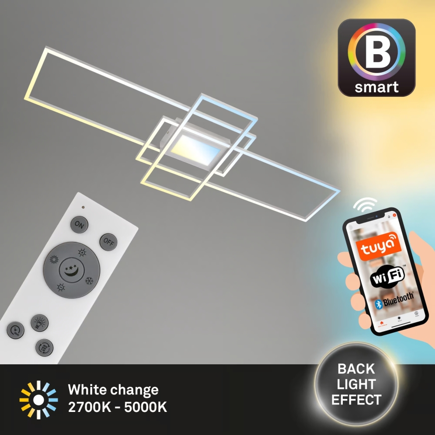 Briloner 3812019 - LED zatemnjevalna stropna svetilka RAM LED/56W/230V Wi-Fi Tuya 111x42 cm + daljinski upravljalnik