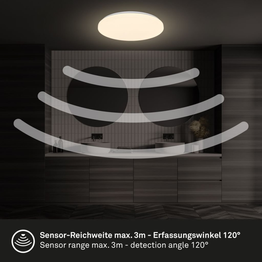 Briloner 3827-016 - LED stropna svetilka za kopalnico s senzorjem WALK LED/13W/230V IP54 premer 27 cm bela