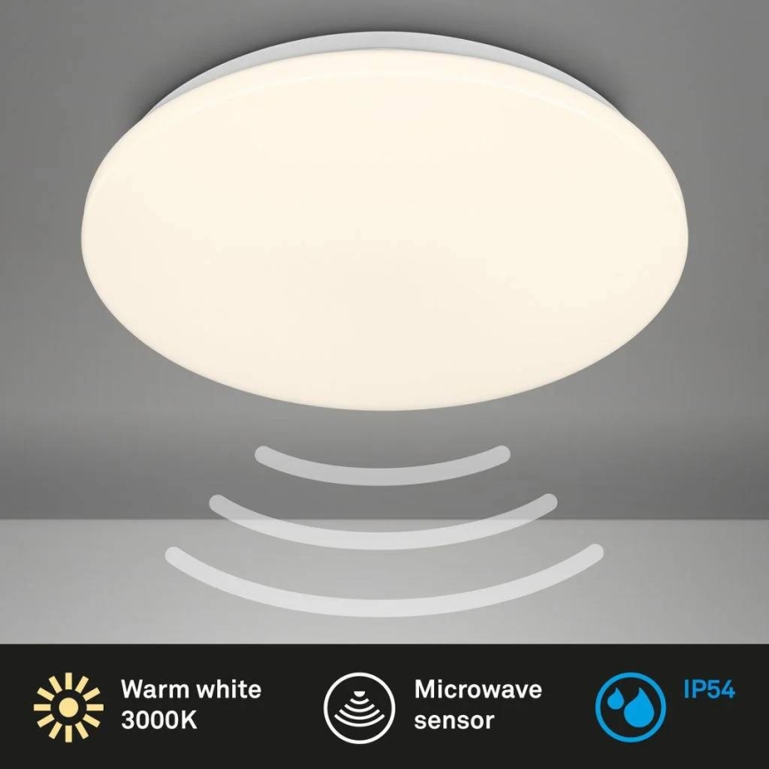 Briloner 3828-016 - LED kopalniško stropno svetilo z senzorjem gibanja WALK LED/24W/230V IP54 Ø 35 cm bela