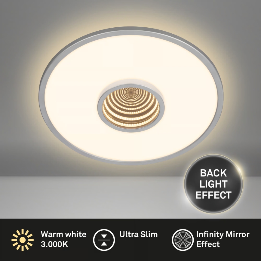 Briloner 3847014 - LED stropna svetilka TORO LED/18W/230V, premer 42 cm, mat krom