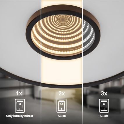 Briloner 3847015 - LED stropna svetilka TORO LED/18W/230V, premer 42 cm, črna