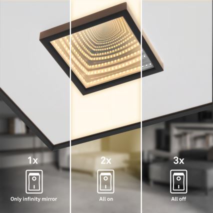 Briloner 3848015 - LED stropna svetilka TORO LED/18W/230V 42x42 cm črna