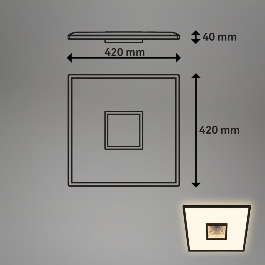 Briloner 3848015 - LED stropna svetilka TORO LED/18W/230V 42x42 cm črna