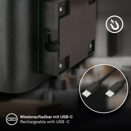 Briloner 3878015 - LED polnilna stenska svetilka s senzorjem gibanja in mraka CHAT LED/3W/5V 2000 mAh črna