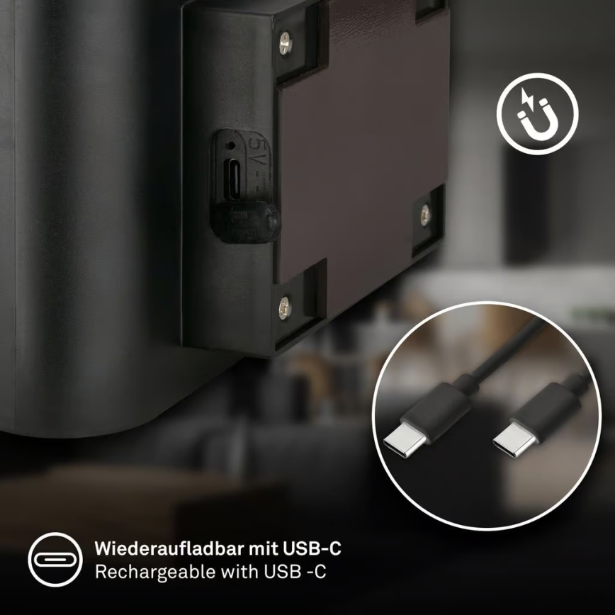 Briloner 3878015 - LED polnilna stenska svetilka s senzorjem gibanja in mraka CHAT LED/3W/5V 2000 mAh črna