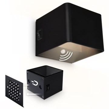 Briloner 3879015 - LED polnilna stenska svetilka s senzorjem gibanja in senzorjem za mrak BORRA LED/1,5W/5V 3600 mAh črna