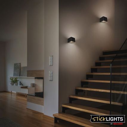 Briloner 3879015 - LED polnilna stenska svetilka s senzorjem gibanja in senzorjem za mrak BORRA LED/1,5W/5V 3600 mAh črna