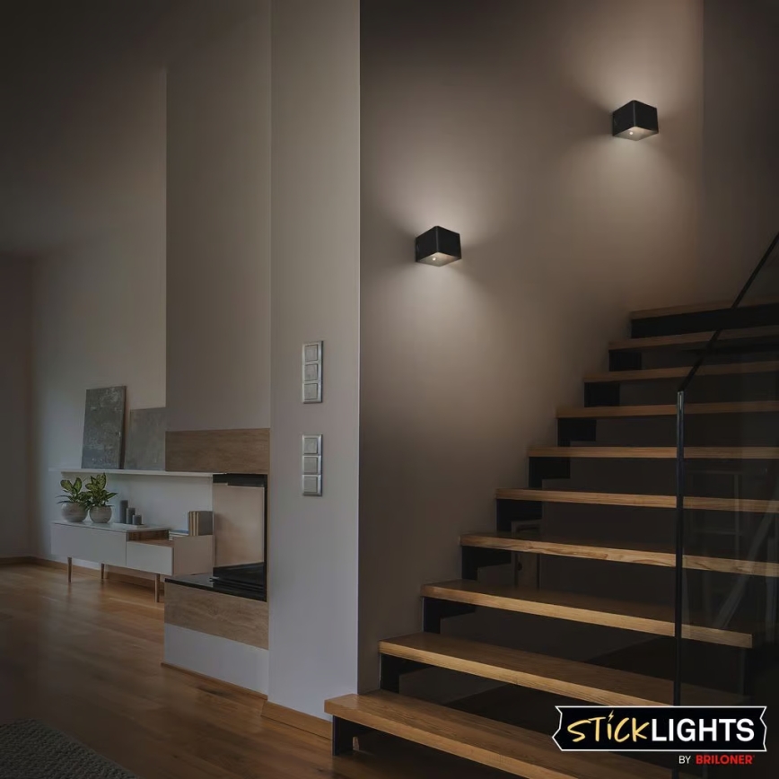 Briloner 3879015 - LED polnilna stenska svetilka s senzorjem gibanja in senzorjem za mrak BORRA LED/1,5W/5V 3600 mAh črna