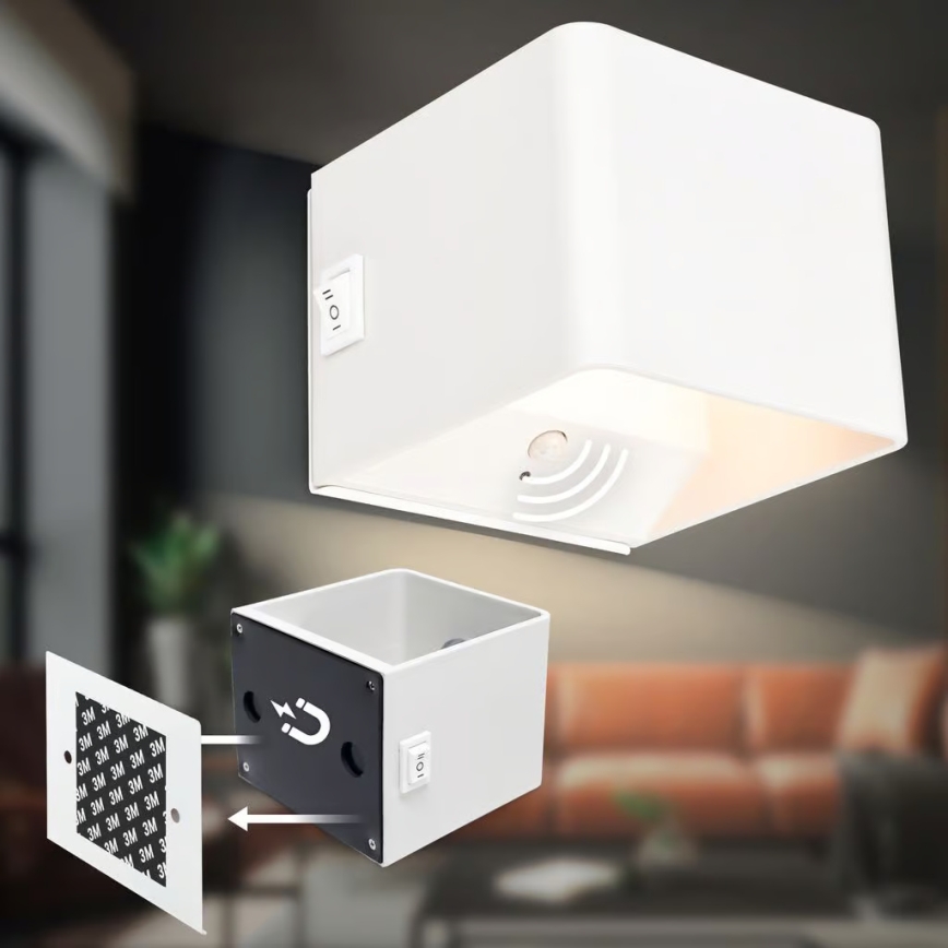 Briloner 3879016 - LED polnilna stenska svetilka s senzorjem BORRA LED/1,5W/5V 3600 mAh bela