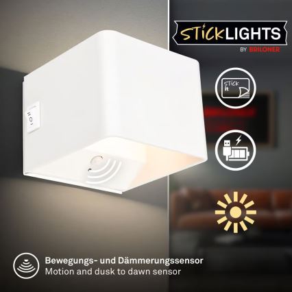 Briloner 3879016 - LED polnilna stenska svetilka s senzorjem BORRA LED/1,5W/5V 3600 mAh bela