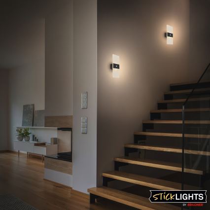 Briloner 3888015 - LED polnilna stenska svetilka s senzorjem gibanja in mraka AURA LED/2,5W/5V 1800 mAh črna