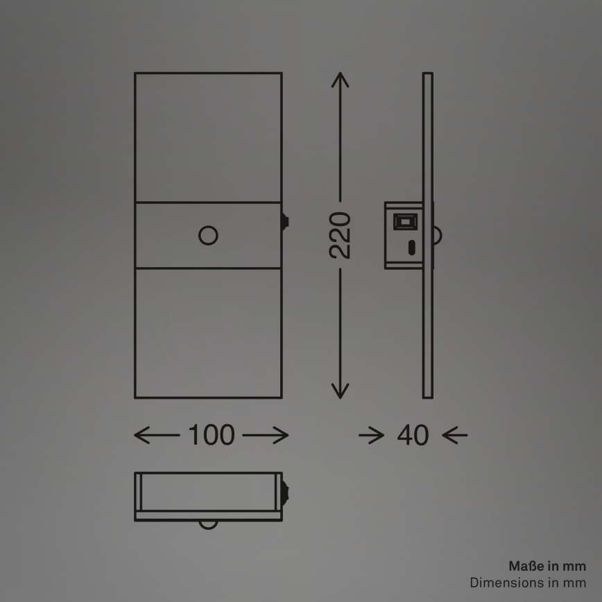 Briloner 3888015 - LED polnilna stenska svetilka s senzorjem gibanja in mraka AURA LED/2,5W/5V 1800 mAh črna