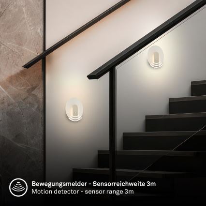 Briloner 3889012 - LED polnilno stensko svetilo s senzorjem gibanja in mraka TARO LED/2,5W/5V 1800 mAh matni krom