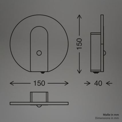 Briloner 3889012 - LED polnilno stensko svetilo s senzorjem gibanja in mraka TARO LED/2,5W/5V 1800 mAh matni krom