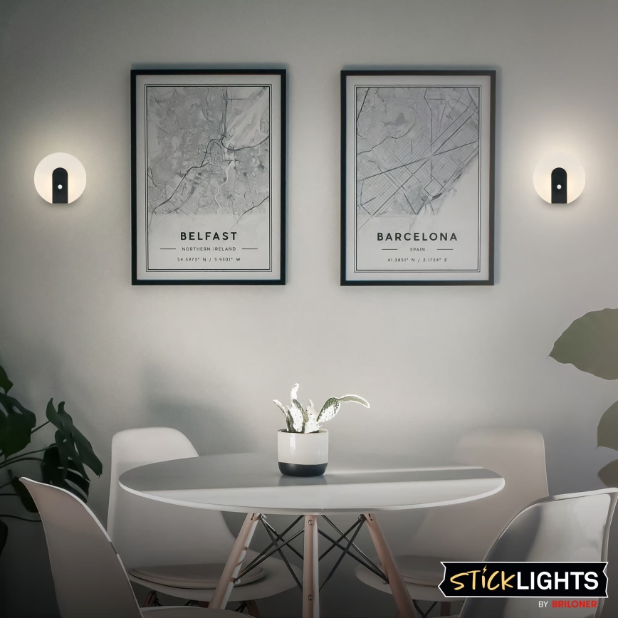 Briloner 3889015 - polnilna LED stenska svetilka TARO s senzorjem gibanja in senzorjem za temo, LED/2,5W/5V, 1800 mAh, črna