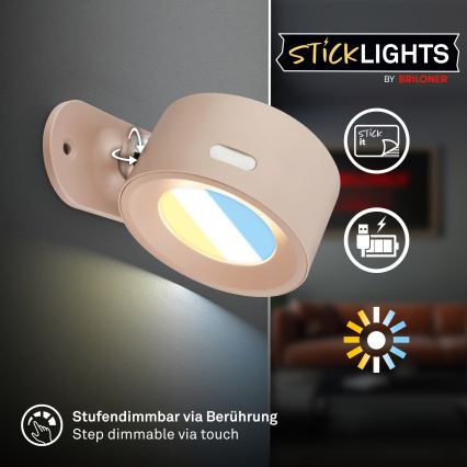 Briloner 3896011 - LED zatemnljivo polnilno stensko svetilo TARI LED/1,6W/5V 1500 mAh bež