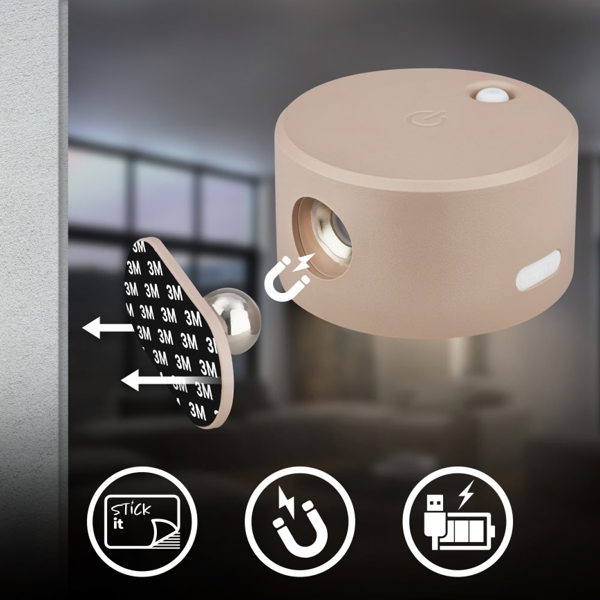 Briloner 3896011 - LED zatemnljivo polnilno stensko svetilo TARI LED/1,6W/5V 1500 mAh bež