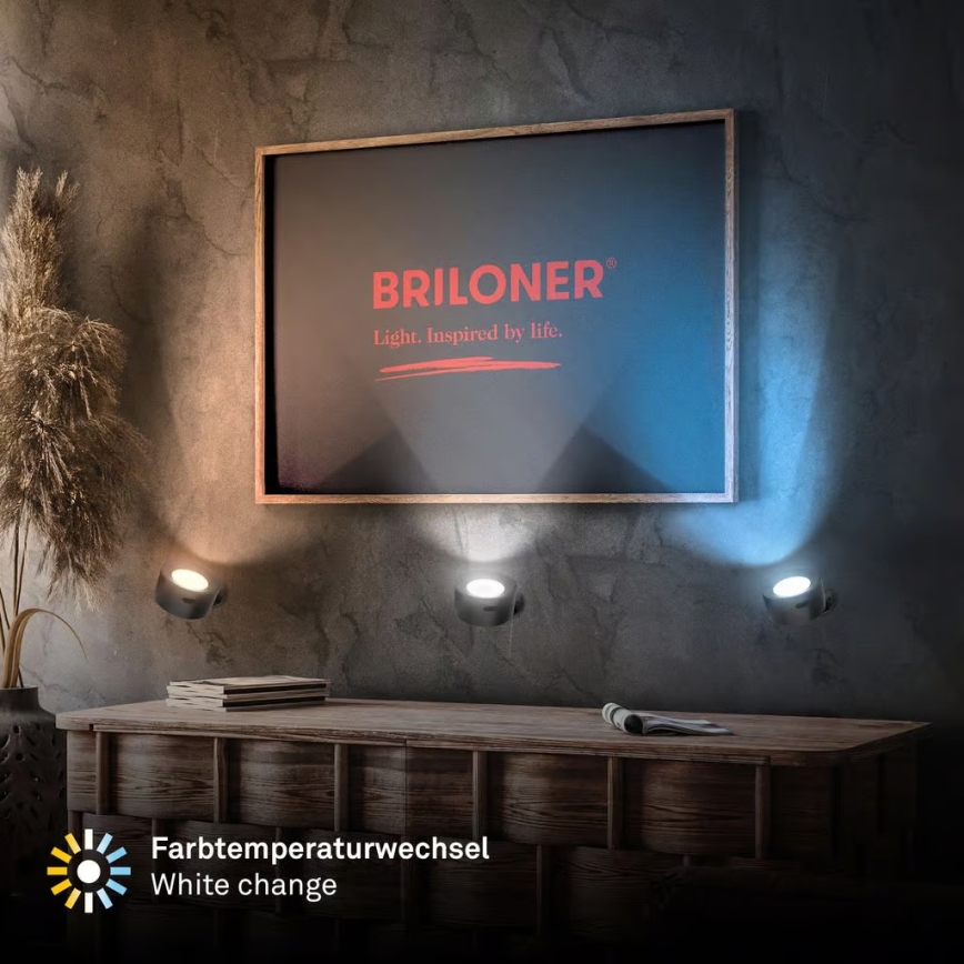 Briloner 3896015 - polnilna zatemnjevalna stenska svetilka TARI LED/1,6W/5V 1500 mAh črna
