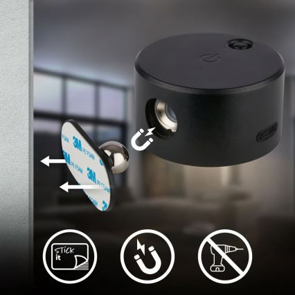 Briloner 3896015 - LED polnilna stenska svetilka TARI z zatemnitveno funkcijo LED/1,6W/5V 1500 mAh črna