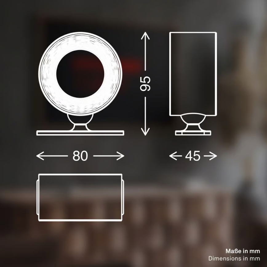 Briloner 3896015 - LED polnilna stenska svetilka TARI z zatemnitveno funkcijo LED/1,6W/5V 1500 mAh črna
