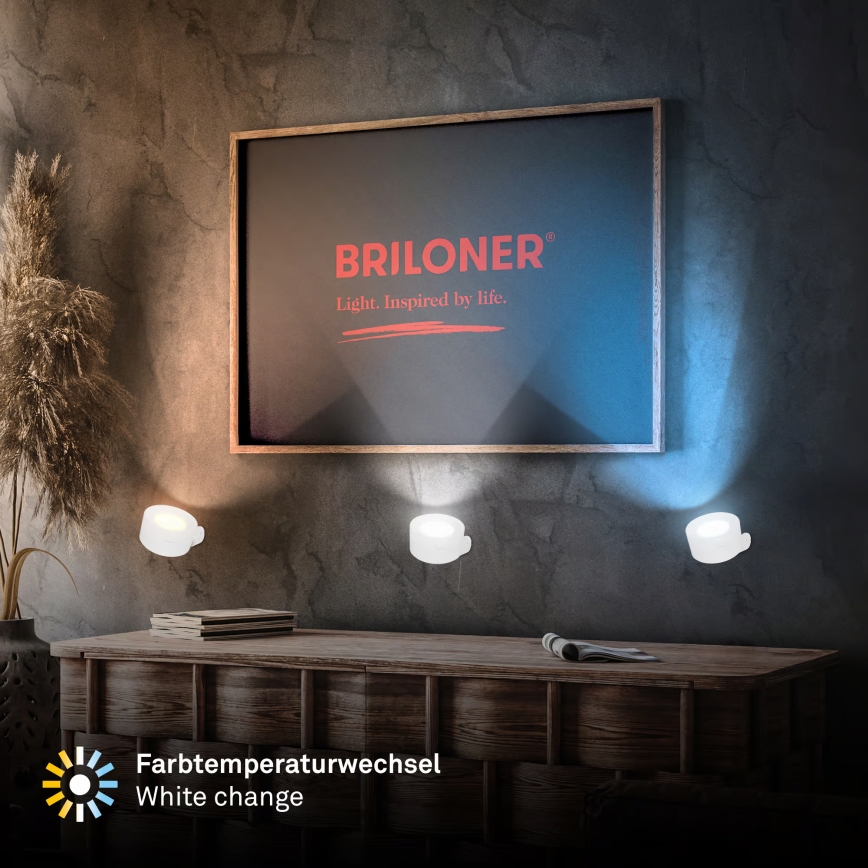 Briloner 3896016 - Polnilna zatemnljiva LED stenska svetilka TARI LED/1,6W/5V 1500 mAh bela