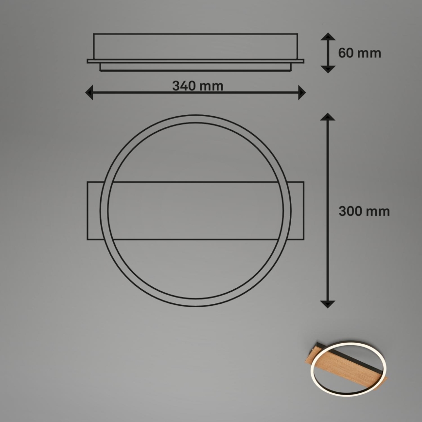 Briloner 3908-014 - LED stropna svetilka KADA LED/14W/230V premer 30 cm črna/rjava
