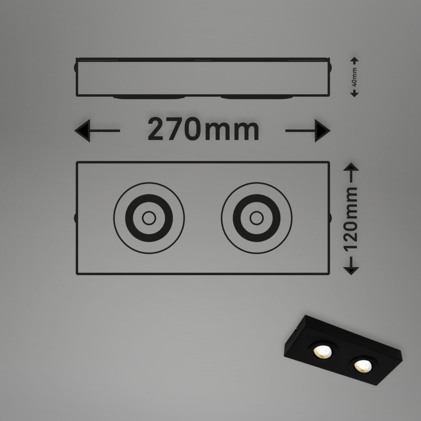 Briloner 3996025 - LED Reflektor CTS 2xLED/4W/230V 2700/4000K črna