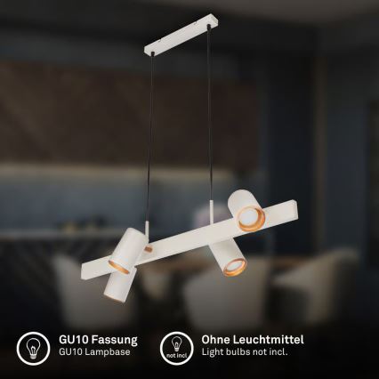 Briloner 4058044 - Lestenec na kablu ERA 4xGU10/10W/230V kremna