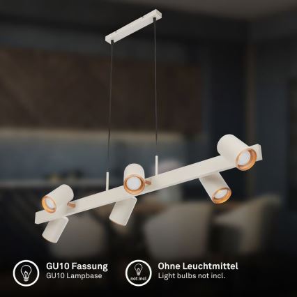 Briloner 4058064 - Viseči lestenec ERA 6xGU10/10W/230V kremaste barve