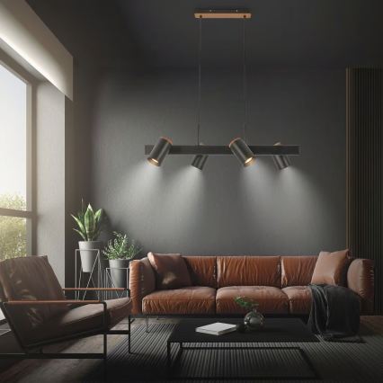 Briloner 4059045 - Lestenec ERA na kablu 4xGU10/10W/230V črn