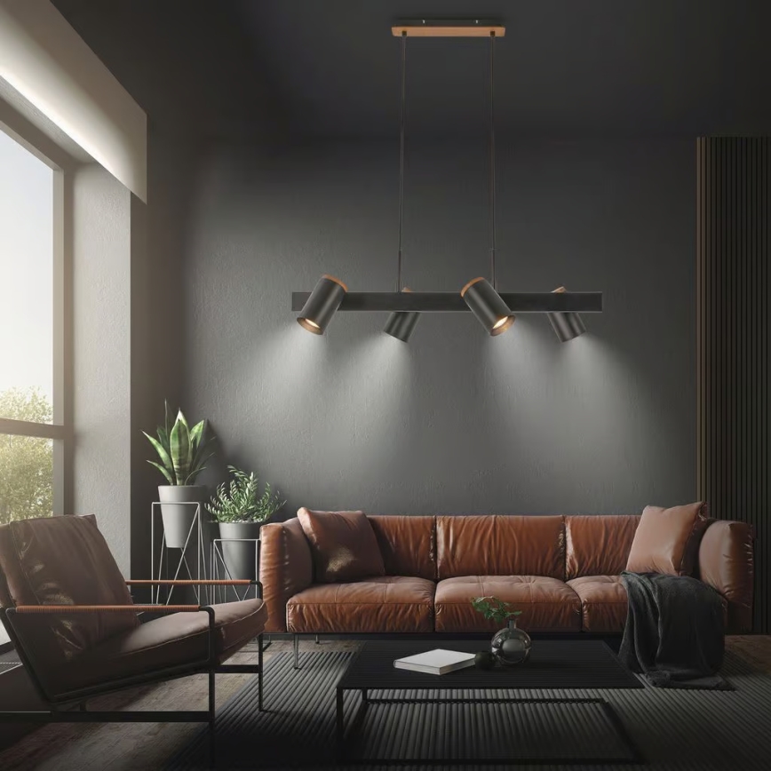 Briloner 4059045 - Lestenec ERA na kablu 4xGU10/10W/230V črn