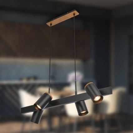 Briloner 4059045 - Lestenec ERA na kablu 4xGU10/10W/230V črn