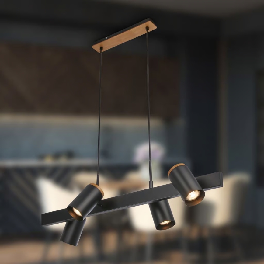 Briloner 4059045 - Lestenec ERA na kablu 4xGU10/10W/230V črn