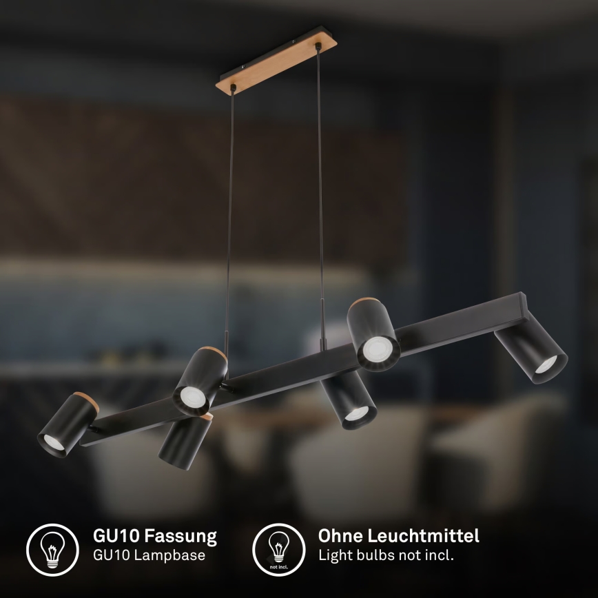 Briloner 4059065 - Lestenec na kablu ERA 6xGU10/10W/230V črna