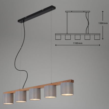 Briloner 4075-054 - Viseči lestenec na kablu RHON 5xE14/25W/230V