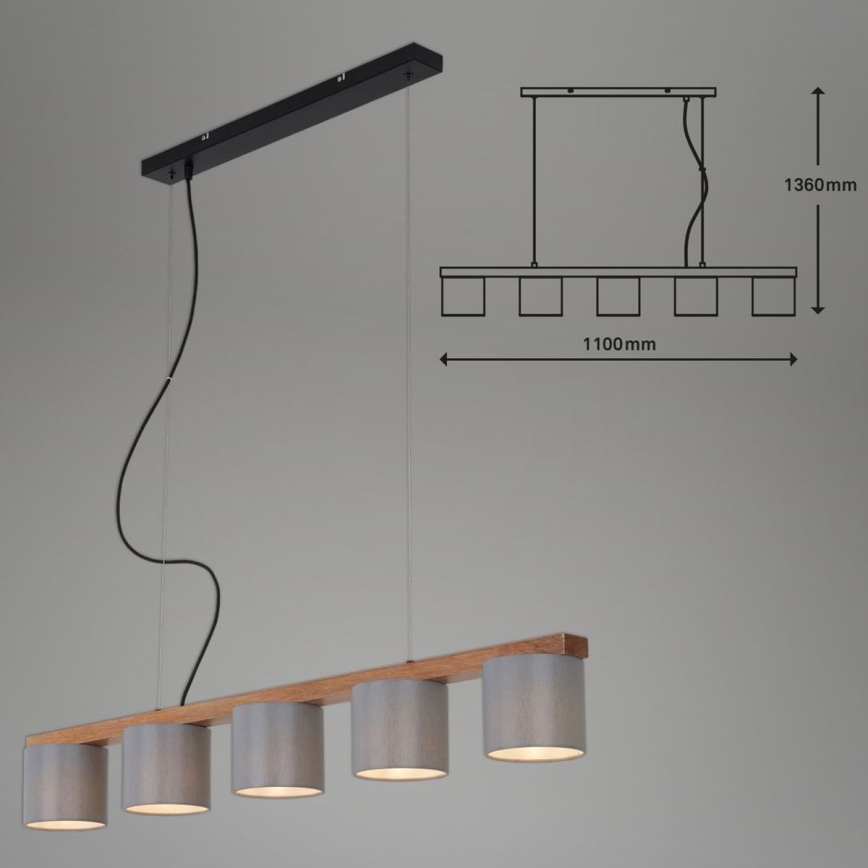 Briloner 4075-054 - Viseči lestenec na kablu RHON 5xE14/25W/230V